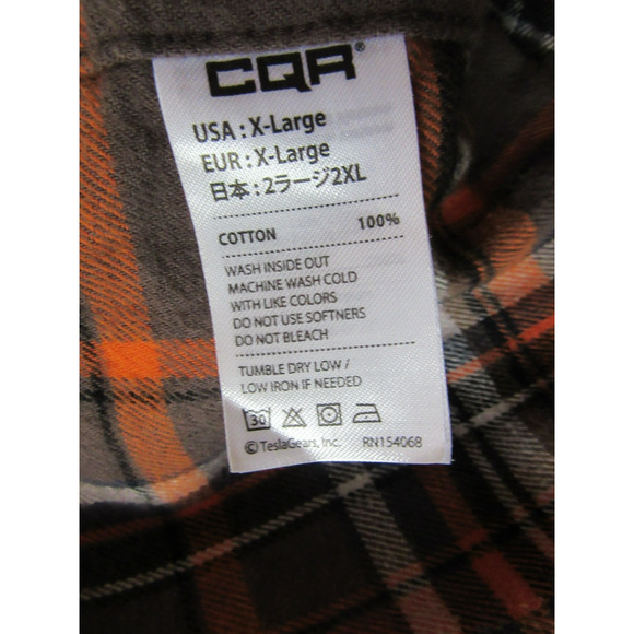 CQR Men's Multicolor Plaid Flannel Collar Button Size XL Cotton Shirt - Picture 4 of 4